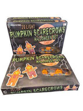 3 sets - 20-Light Pumpkin Scarecrows Halloween String Lights Indoor/Outdoor Set
